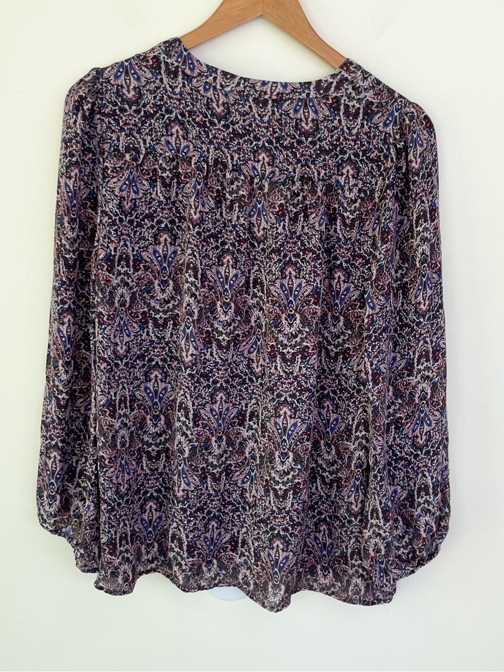 Joie Odette Paisley Print Peasant Style 100% Silk Blouse Long Sleeve M Medium - Picture 5 of 8